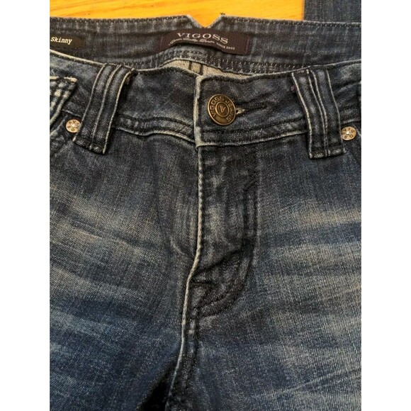 Vigoss Jeans Women's Roll Skinny Distressed Medium Wash Low Rise Blue 8/9 30x28 - Picture 6 of 12